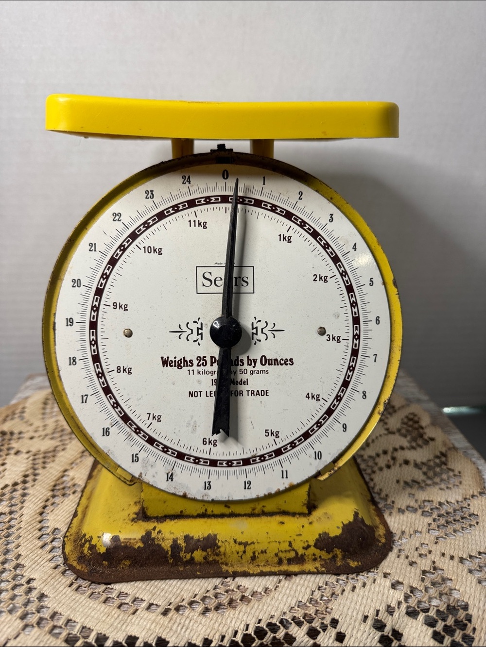 Sears Yellow Retro Kitchen Scale with White Dial